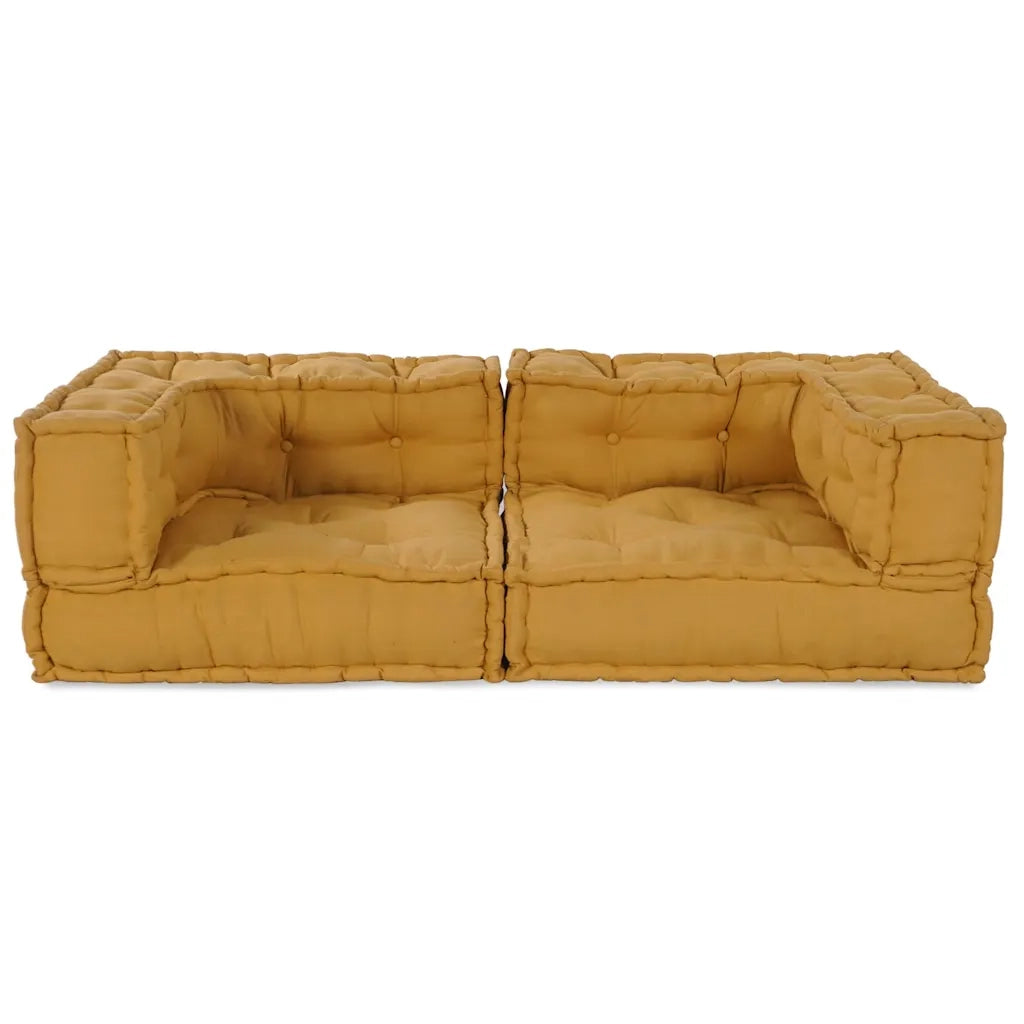Divano Modulare a 2 Posti Giallo 140x70x36 in Tessuto 4019040