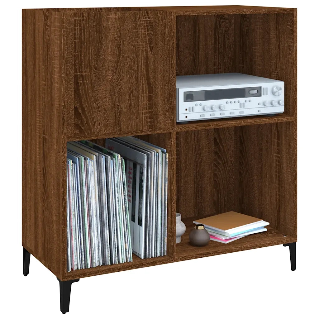 Mobile Porta Dischi Rovere Marrone 84,5x38x89 Legno Multistrato 832004