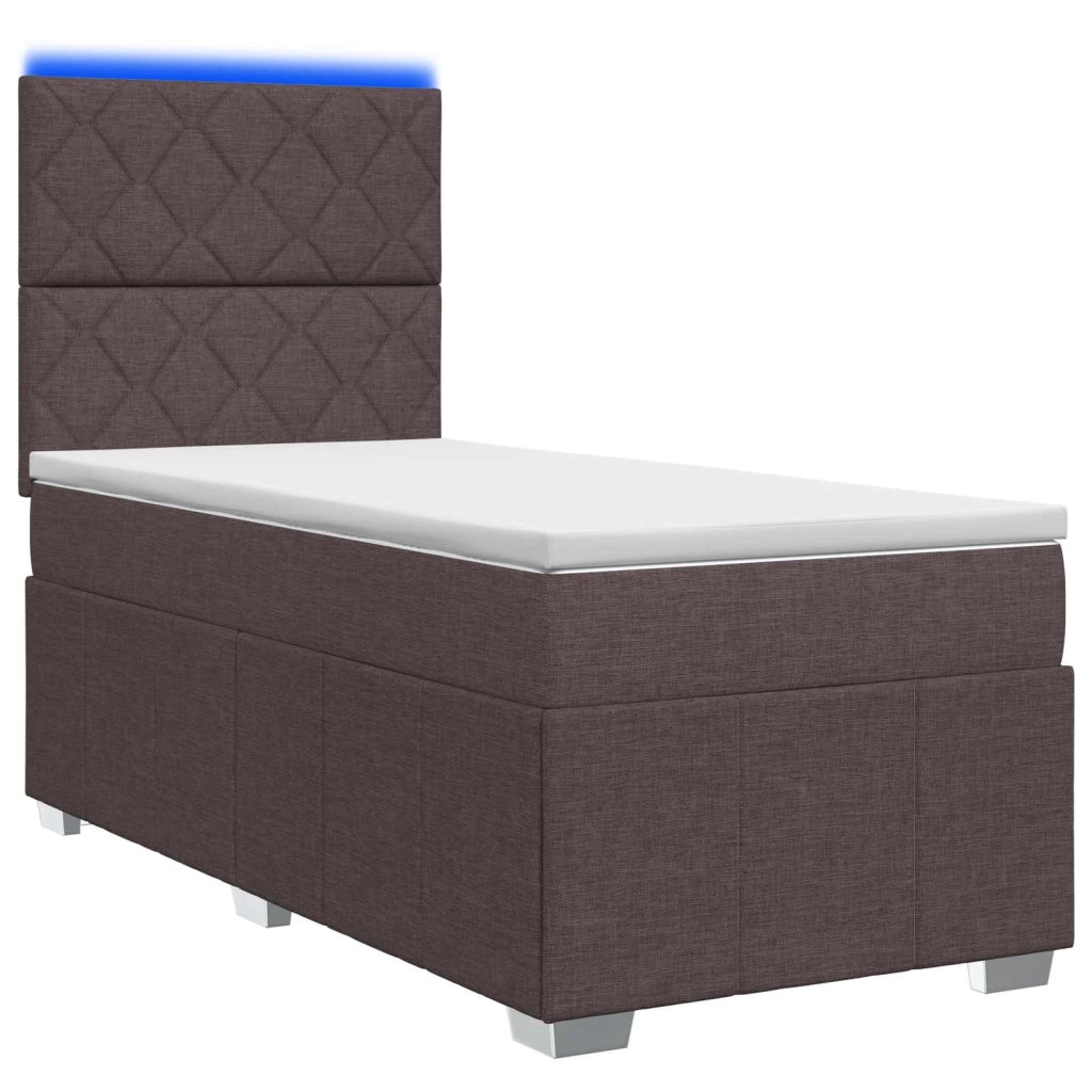 Letto Box Spring LED con Materasso Marrone Scuro 100 x 200 cm 3455545