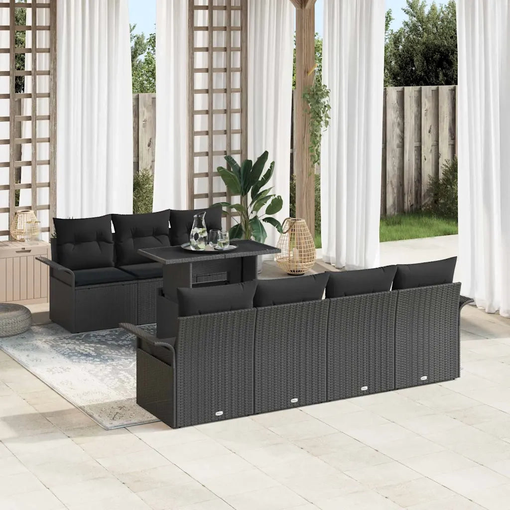 Set Divano da Giardino 8 pcs Nero Rattan in Polipropilene 3356966