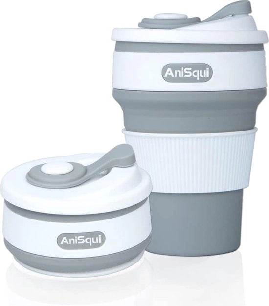 Tazza di caffè da viaggio pieghevole, (350 ml 12 oz, 100% qualità alimentare silicone BPA-free tazza pieghevole) colore (Grigio)