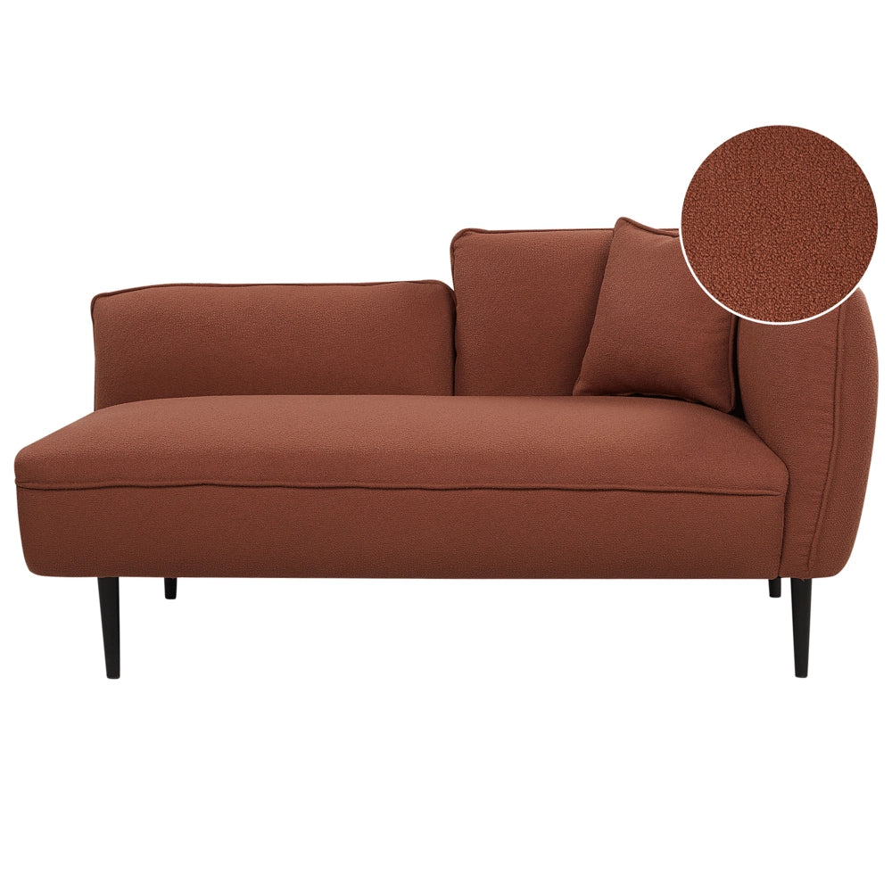 Chaise longue Destra in poliestere rosso con cuscino e gambe metallo da salotto