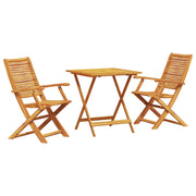 Set Bistro Pieghevole 3 pz | Set Salotto da Giardino Marrone Legno di Acacia Massello