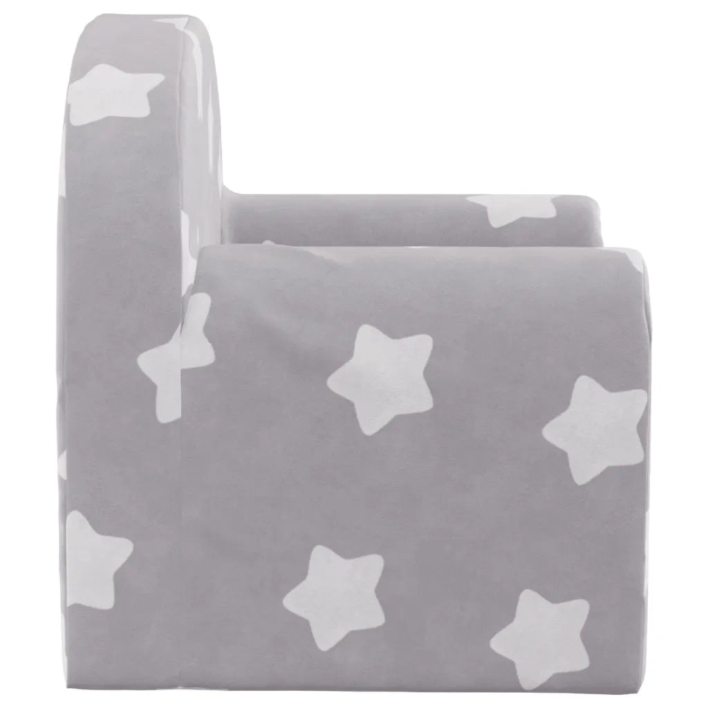 Divano Letto Bambini Grigio Chiaro con Stelle-Sofa Letto-Daybed-Divanetto Morbido Peluche 200076