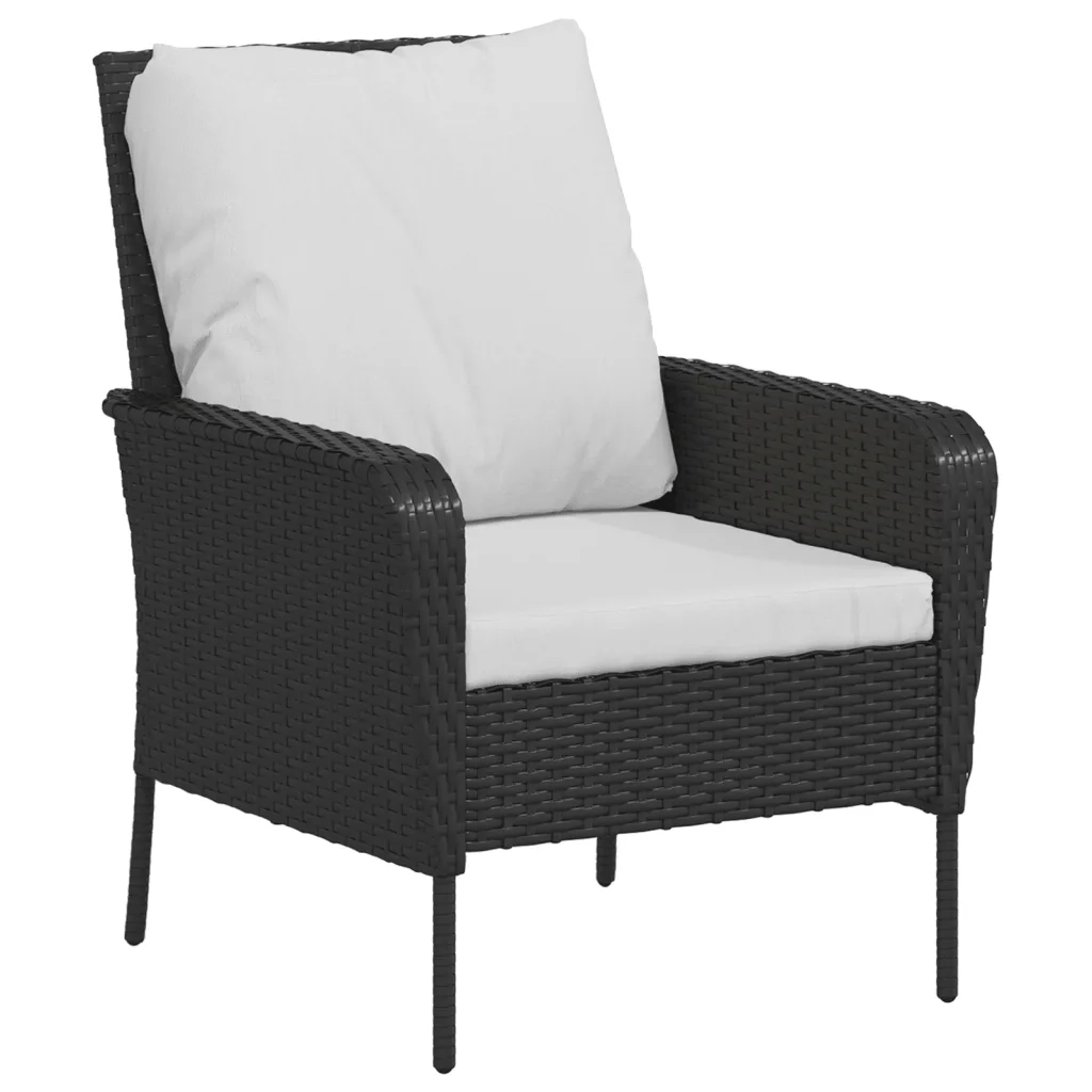 Poltrona da Giardino con Poggiapiedi in Polyrattan Nero CFW9822275