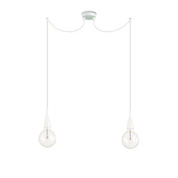 Sospensione Moderna Minimal Metallo Bianco 2 Luci E27 8W 3000K Luce Calda