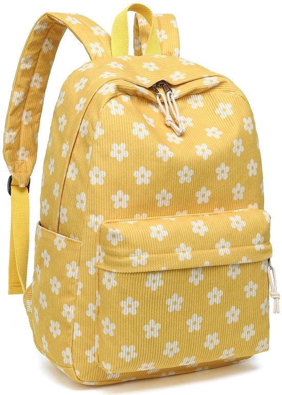 Borsa da spalla per ragazze adolescenti, grande borsa per libri, scuola, college, borsa per laptop leggera per ragazze donne, borsa da viaggio casuale per ragazze (Cord Flower 95 e giallo)
