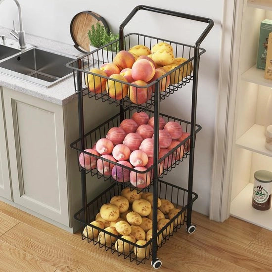 Raccoglitore di verdure per cucina, ciotola per frutta, appoggio per verdure per bagno, cucina, ufficio (nero)