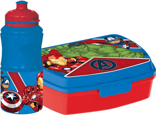 Set borraccia da 380 ml e Sandwich Box per bambini in plastica Avengers