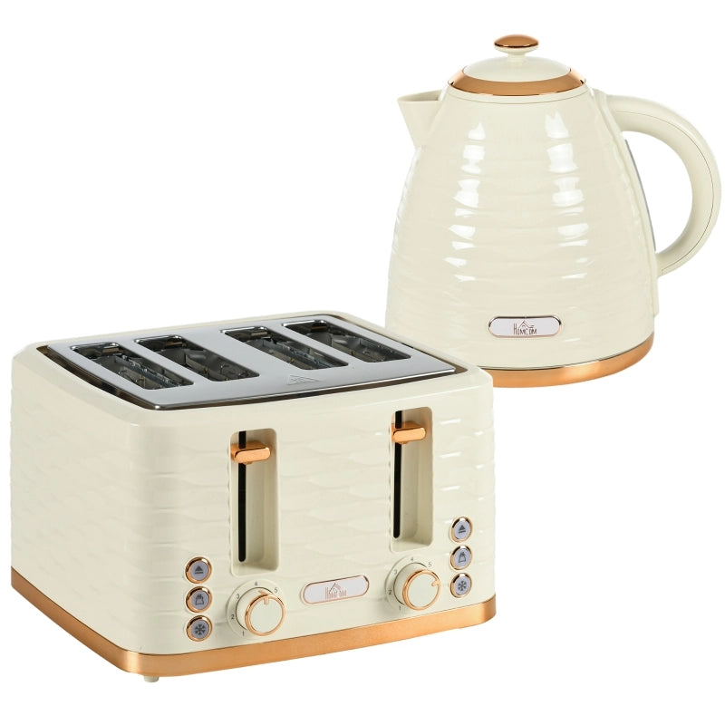 Set tostapane e bollitore 2 in 1, 7 livelli di doratura, funzione di scongelamento e riscaldamento, beige