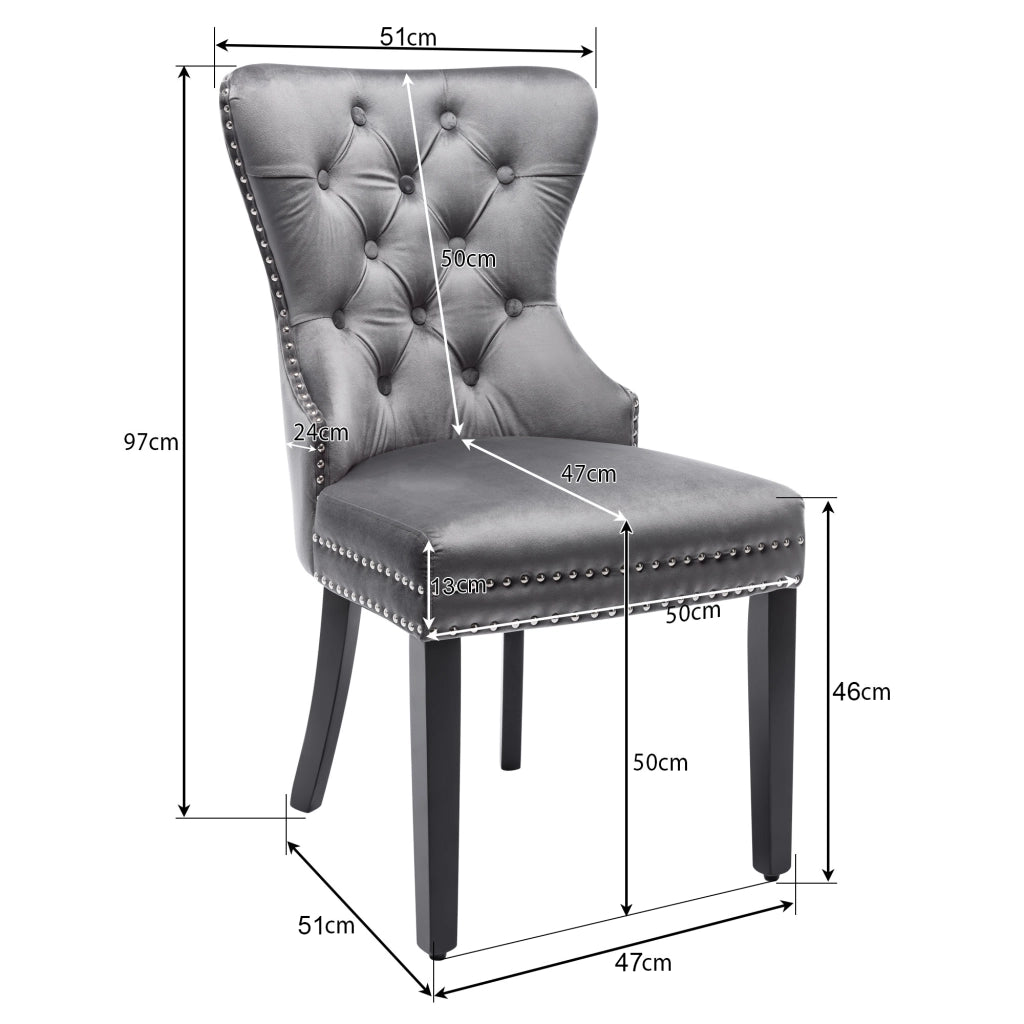 SEDIA da pranzo Set da 4 pezzi 51x51x97 cm Grigio in velluto