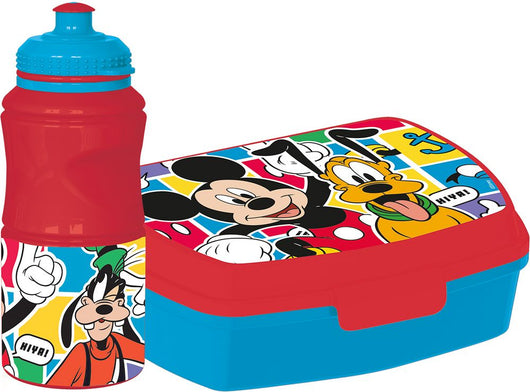 Set borraccia da 380 ml e Sandwich Box per bambini in plastica Mickey Mouse