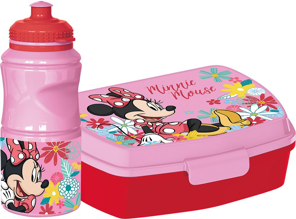 Set borraccia da 380 ml e Sandwich Box per bambini in plastica Minnie