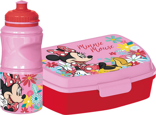 Set borraccia da 380 ml e Sandwich Box per bambini in plastica Minnie