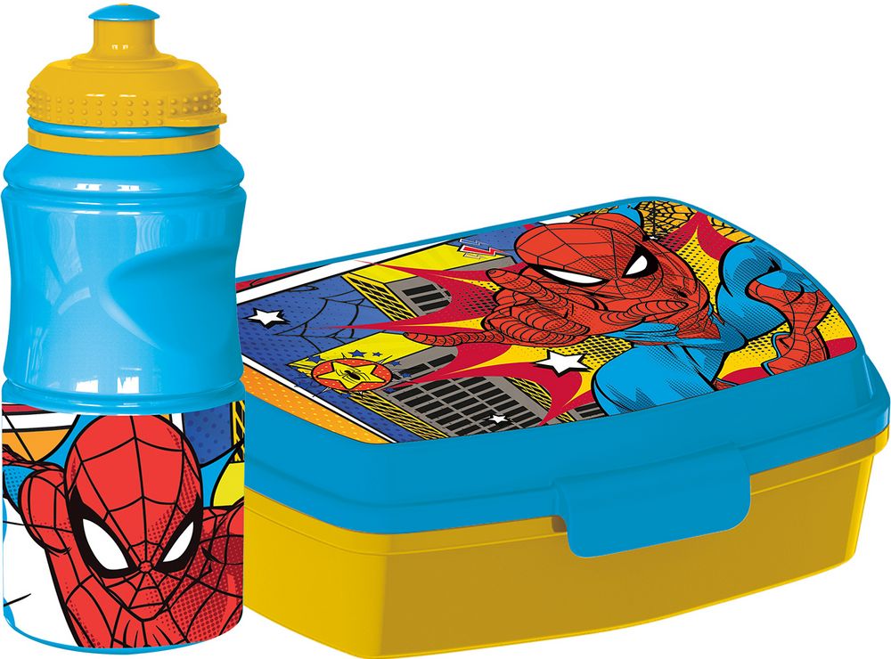 Set borraccia da 380 ml e Sandwich Box per bambini in plastica Spiderman
