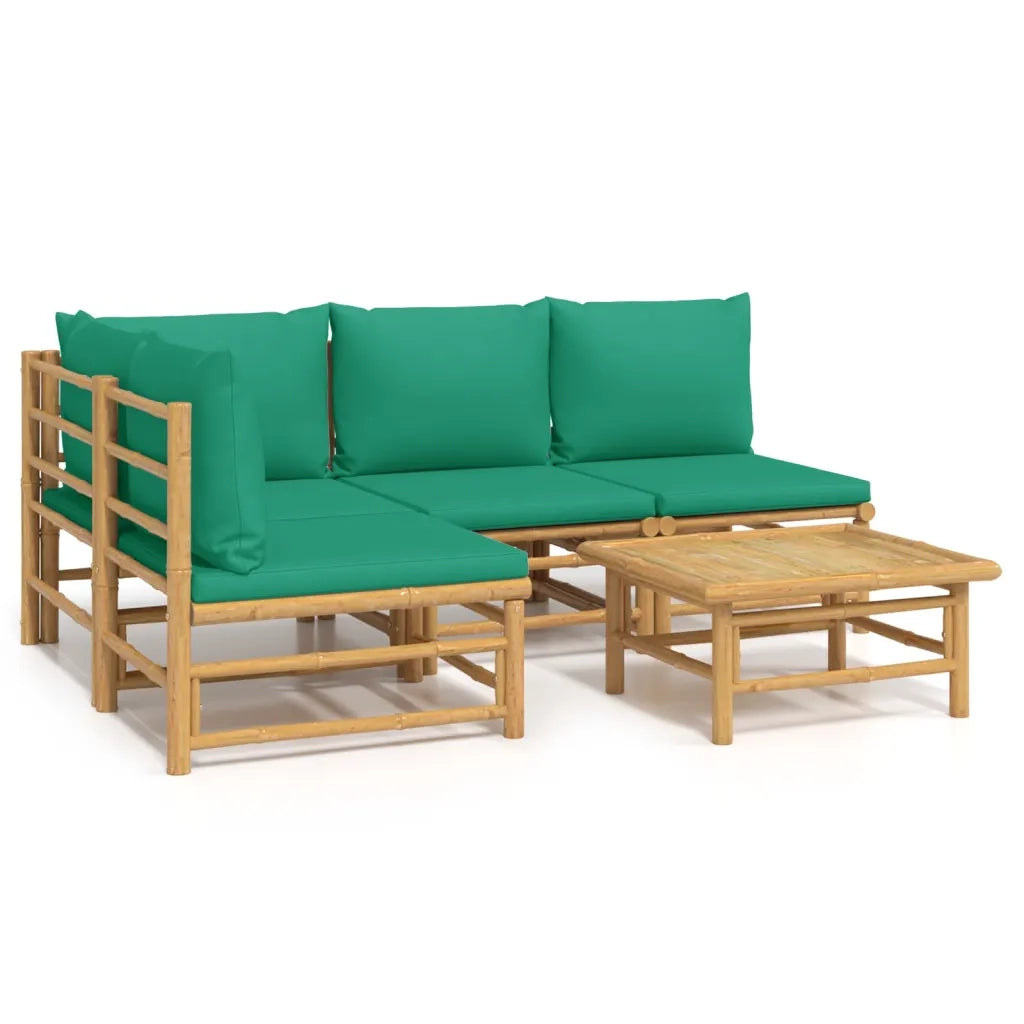 Set Salotto da Giardino 5pz con Cuscini Verdi BambÃ¹