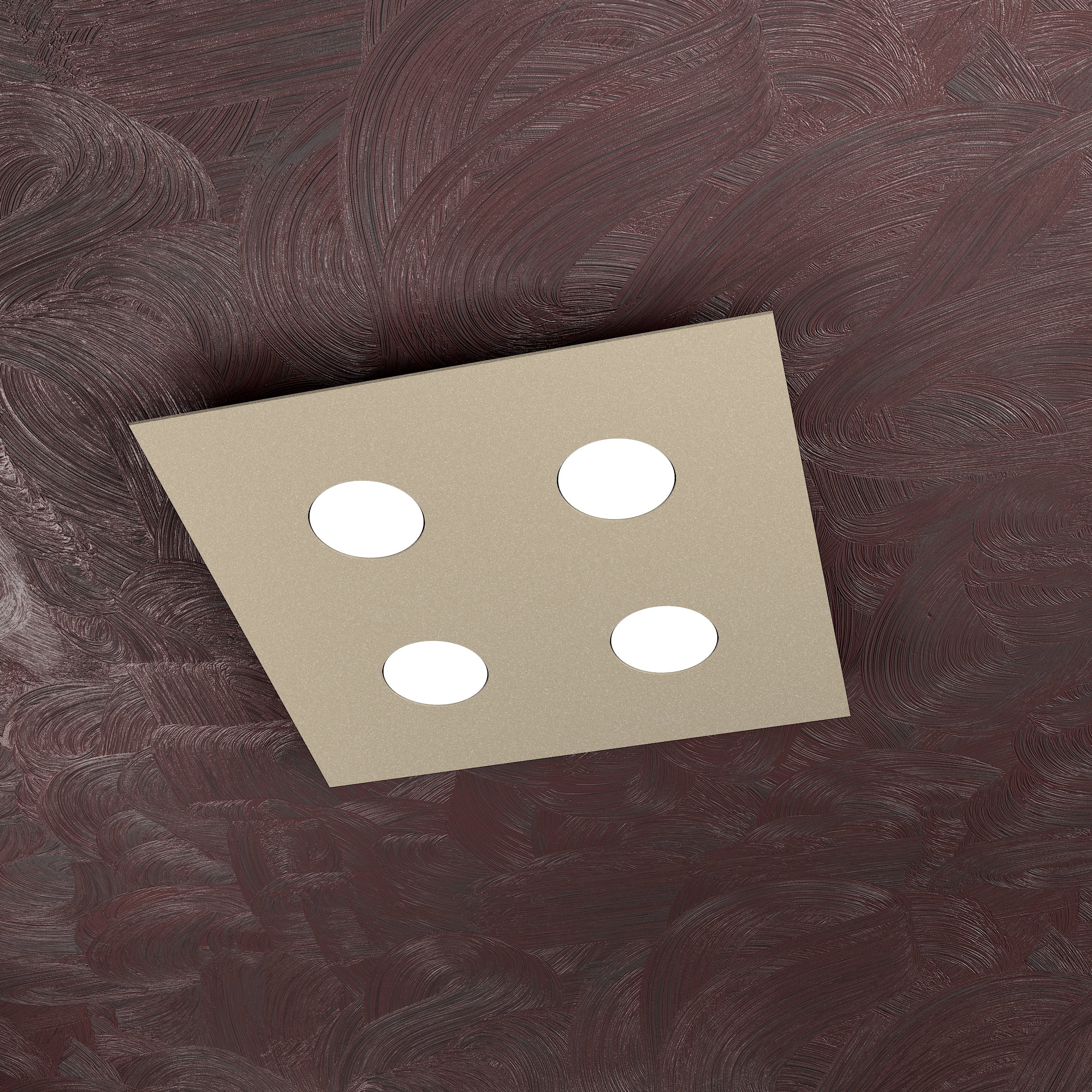 Toplight Plafoniera da soffitto quadrata 4 luci Area con attacco GX53, struttura colore sabbia, design moderno 40x40x3cm