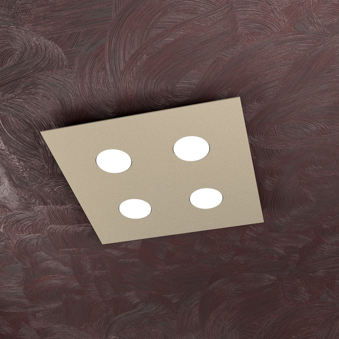 Toplight Plafoniera da soffitto quadrata 4 luci Area con attacco GX53, struttura colore sabbia, design moderno 40x40x3cm