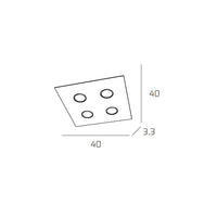 Toplight Plafoniera da soffitto quadrata 4 luci Area con attacco GX53, struttura colore sabbia, design moderno 40x40x3cm