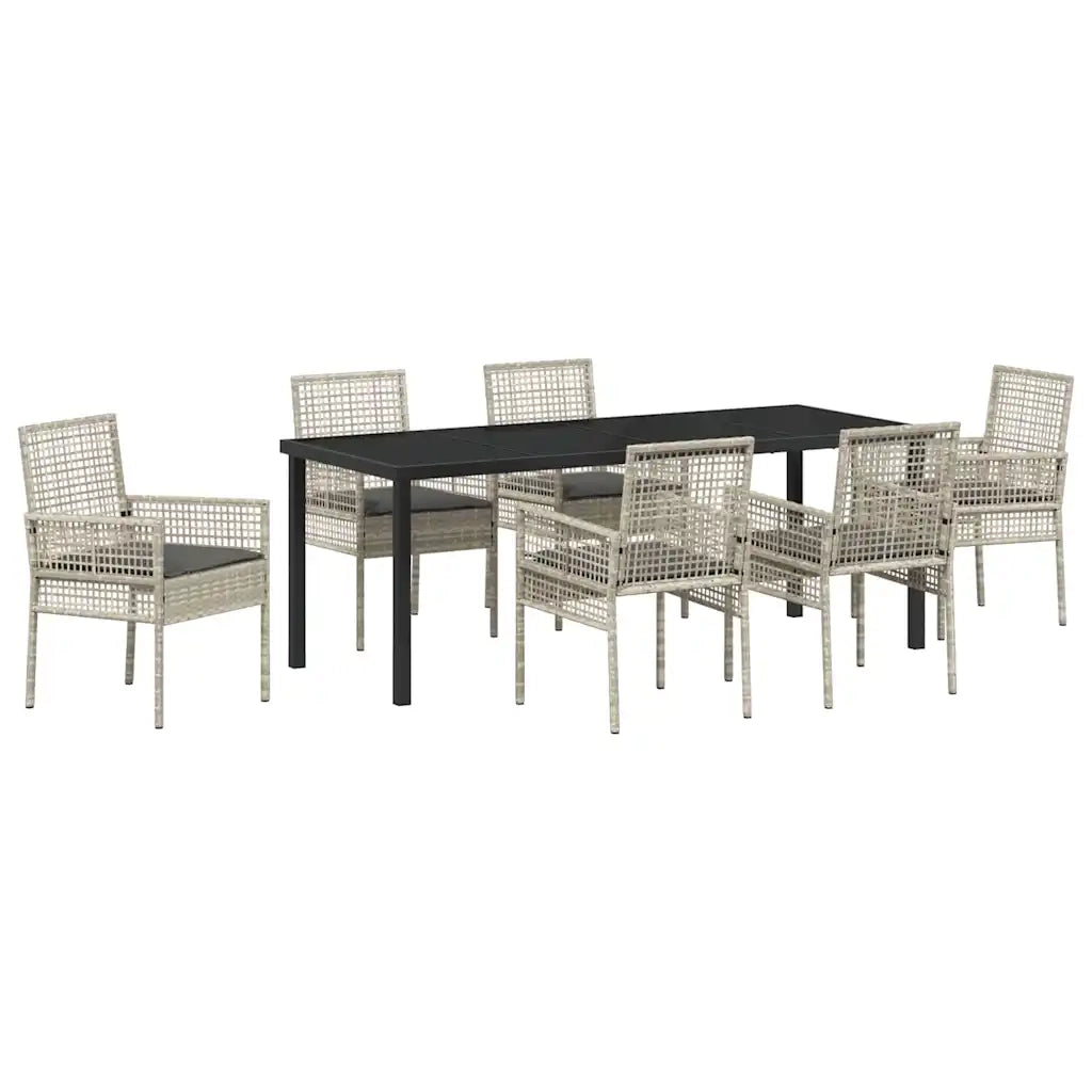 Set da Pranzo per Giardino 7 pcs Grigio chiaro polyrattan 3379903