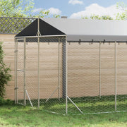 Cuccia Cani da Esterno Tetto Argento 3x6x2,5 m Acciaio Zincato 3190488