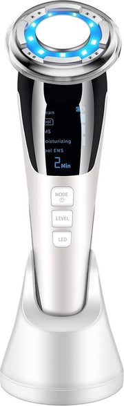 Apparecchio Viso Ultrasuono 5-in-1 – Elevatore Viso Elettrico con RF, EMS & Terapia a LED, Anti-Rughe e Massaggio Viso Rafforzante con Trattamento Caldo & Freddo