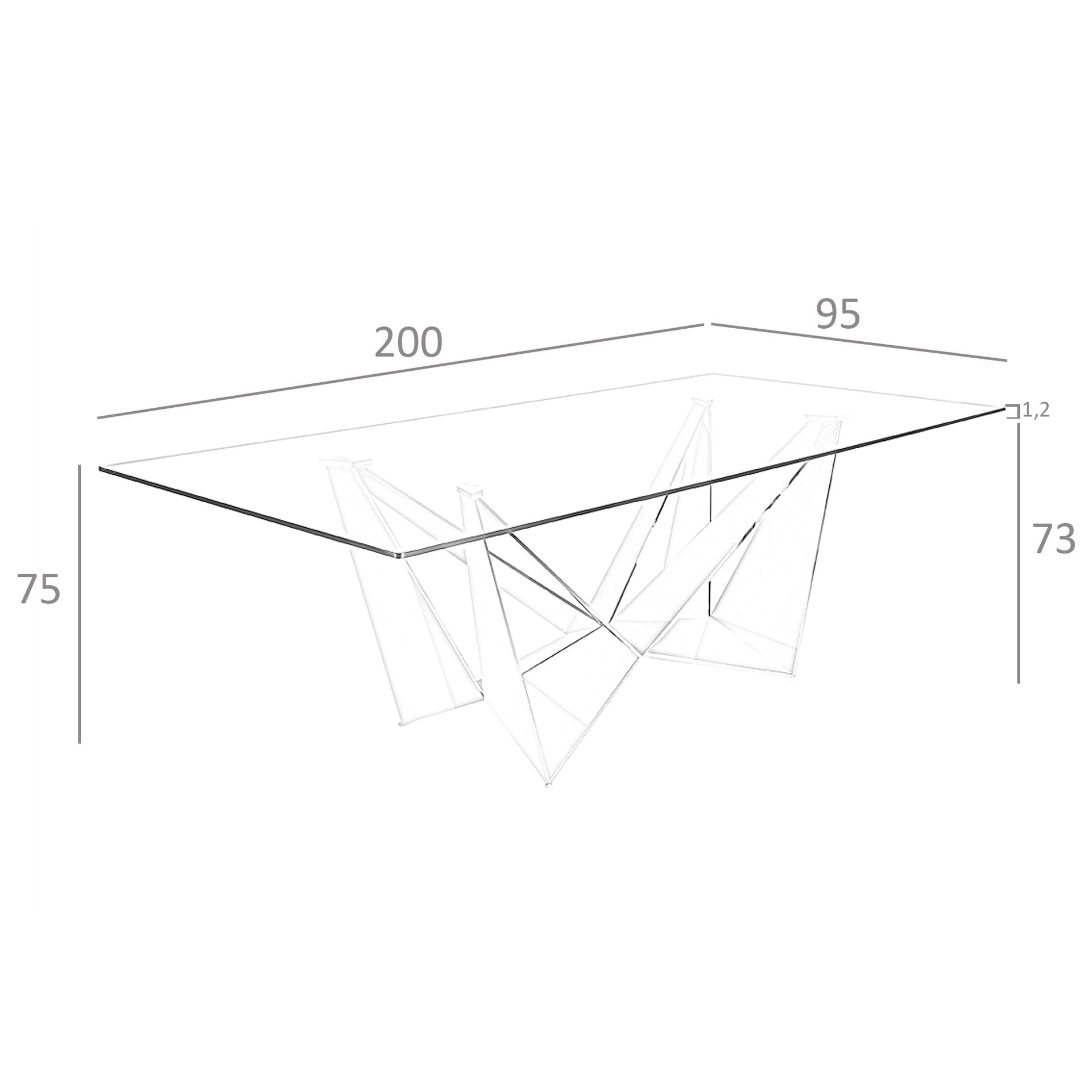 Tavolo da pranzo rettangolare vetro temperato e acciaio nero