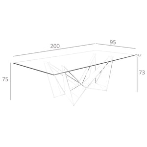 Tavolo da pranzo rettangolare vetro temperato e acciaio nero