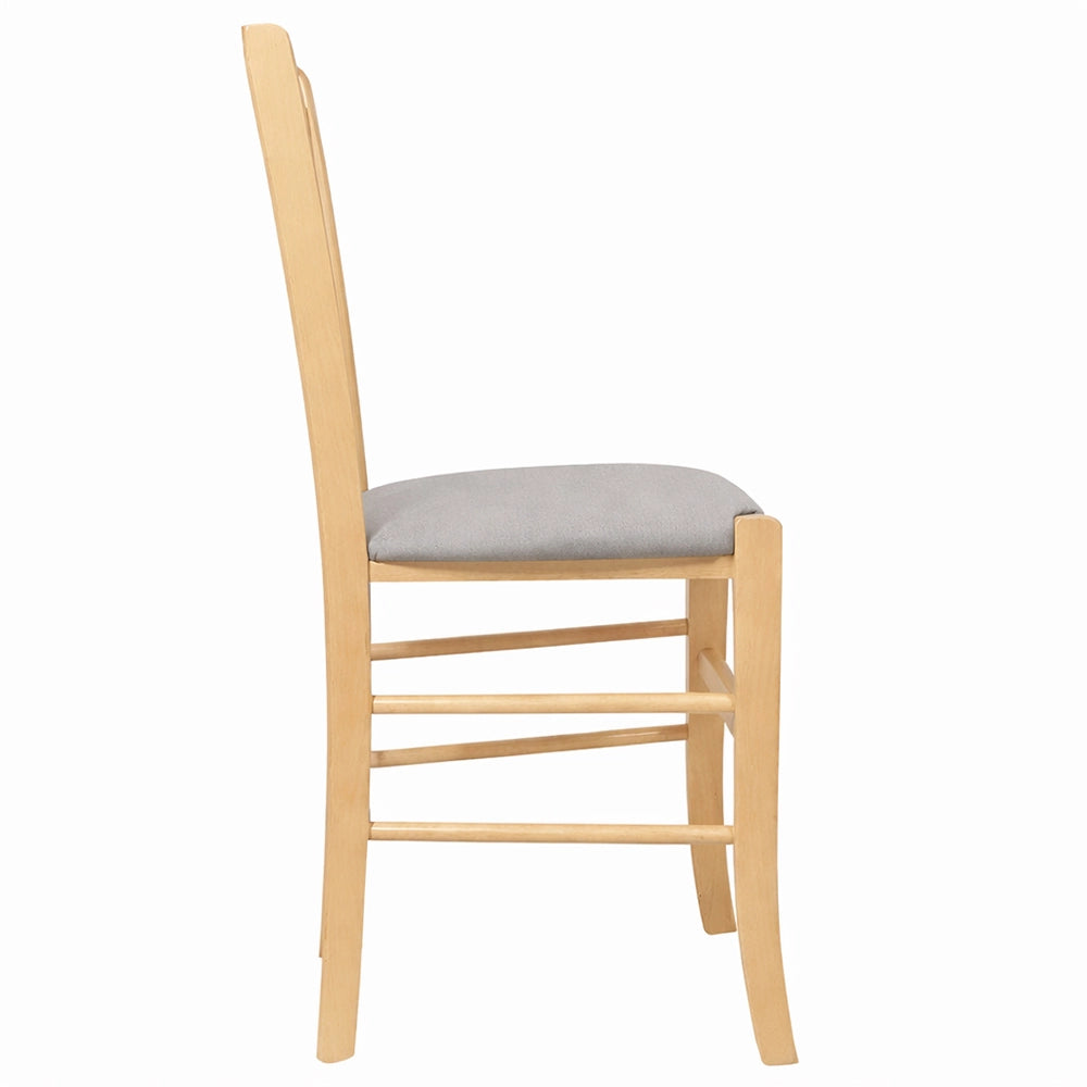 Sedie da sala da pranzo Paesana in legno naturale seduta imbottita grigio chiaro