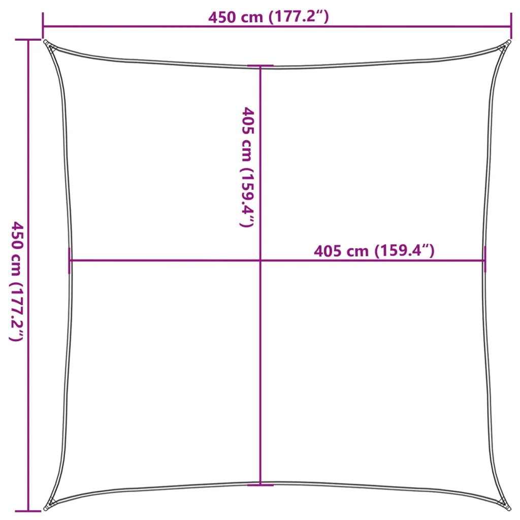 Vela Parasole | Telo Ombra | Vela da ombra 160 g/m2 Verde Chiaro 4,5x4,5 m in HDPE