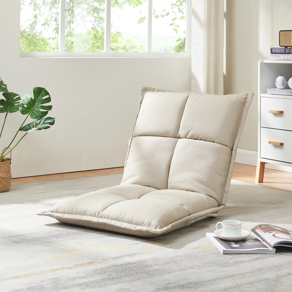 Set di 2 Sedie da Pavimento Deinze con Schienale Regolabile - Beige [en.casa]