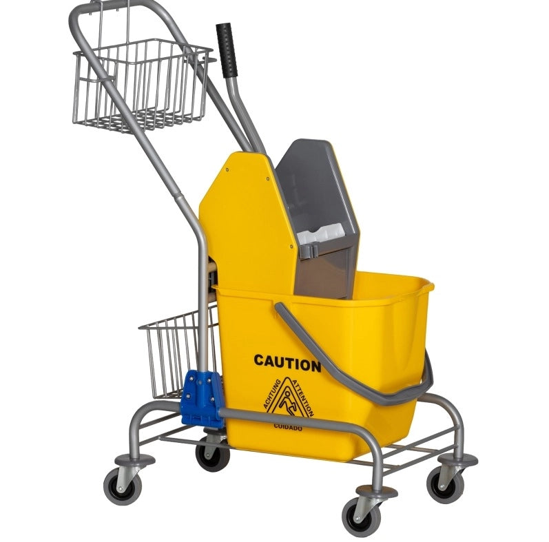 Carrello per pulizia 26 L con strizzatore e ruote, giallo