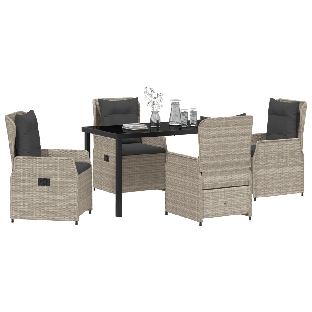 Set da pranzo da giardino  5 pezzi grigio chiaro in rattan sintetico