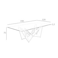 Tavolo da pranzo rettangolare vetro temperato e acciaio nero