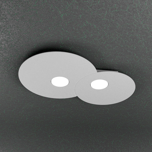 Toplight Plafoniera da soffitto rotonda 2 luci Cloud con attacco GX53, struttura colore grigia, design moderno 50x35x3cm