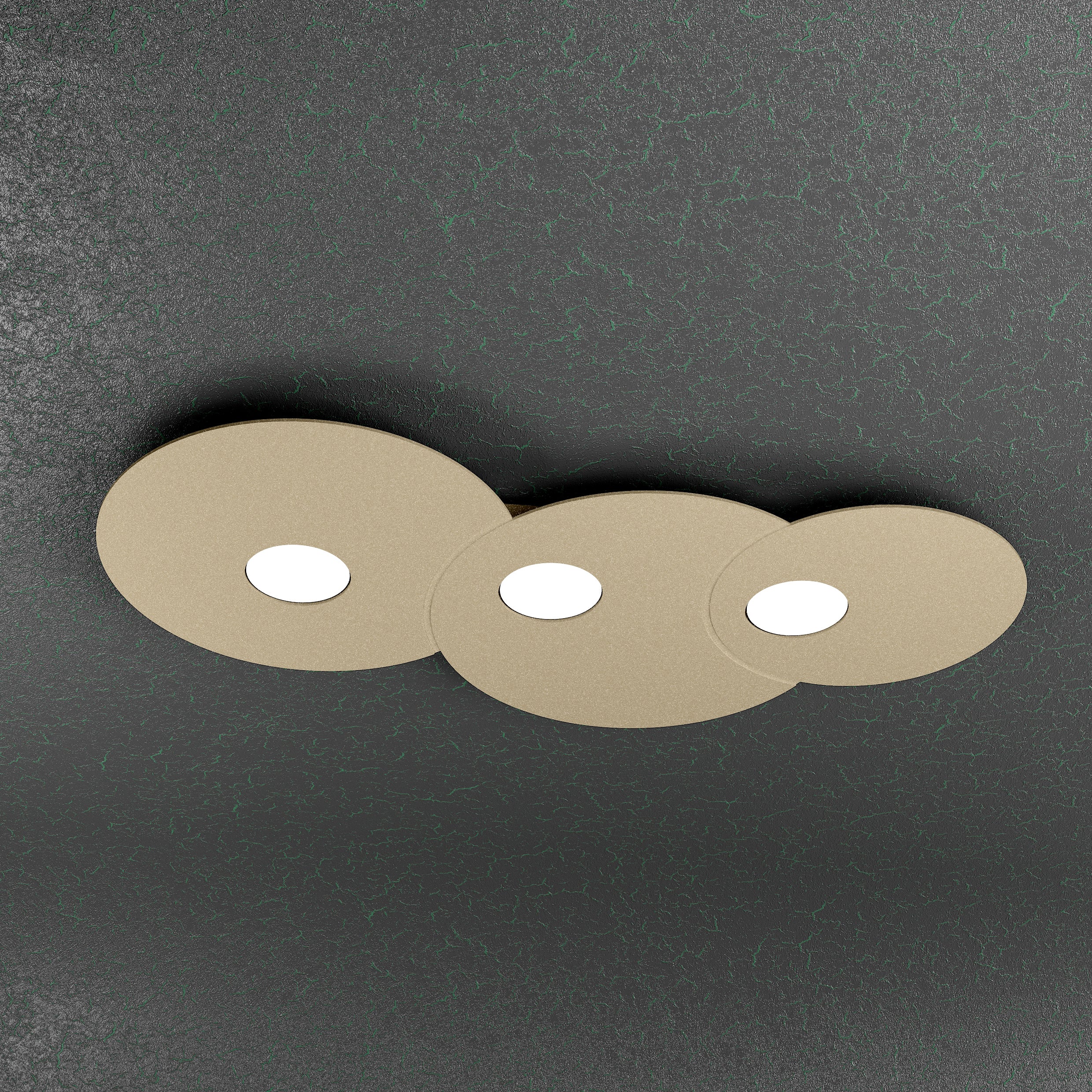 Toplight Plafoniera da soffitto rotonda 3 luci Cloud con attacco GX53, struttura colore sabbia, design moderno 67x36x3cm