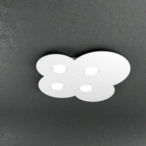 Toplight Plafoniera da soffitto rotonda 4 luci Cloud con attacco GX53, struttura colore bianco, design moderno 86x37x3cm