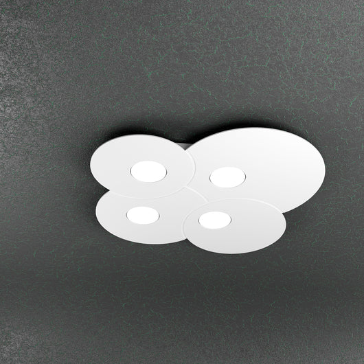 Toplight Plafoniera da soffitto rotonda 4 luci Cloud con attacco GX53, struttura colore bianco, design moderno 86x37x3cm