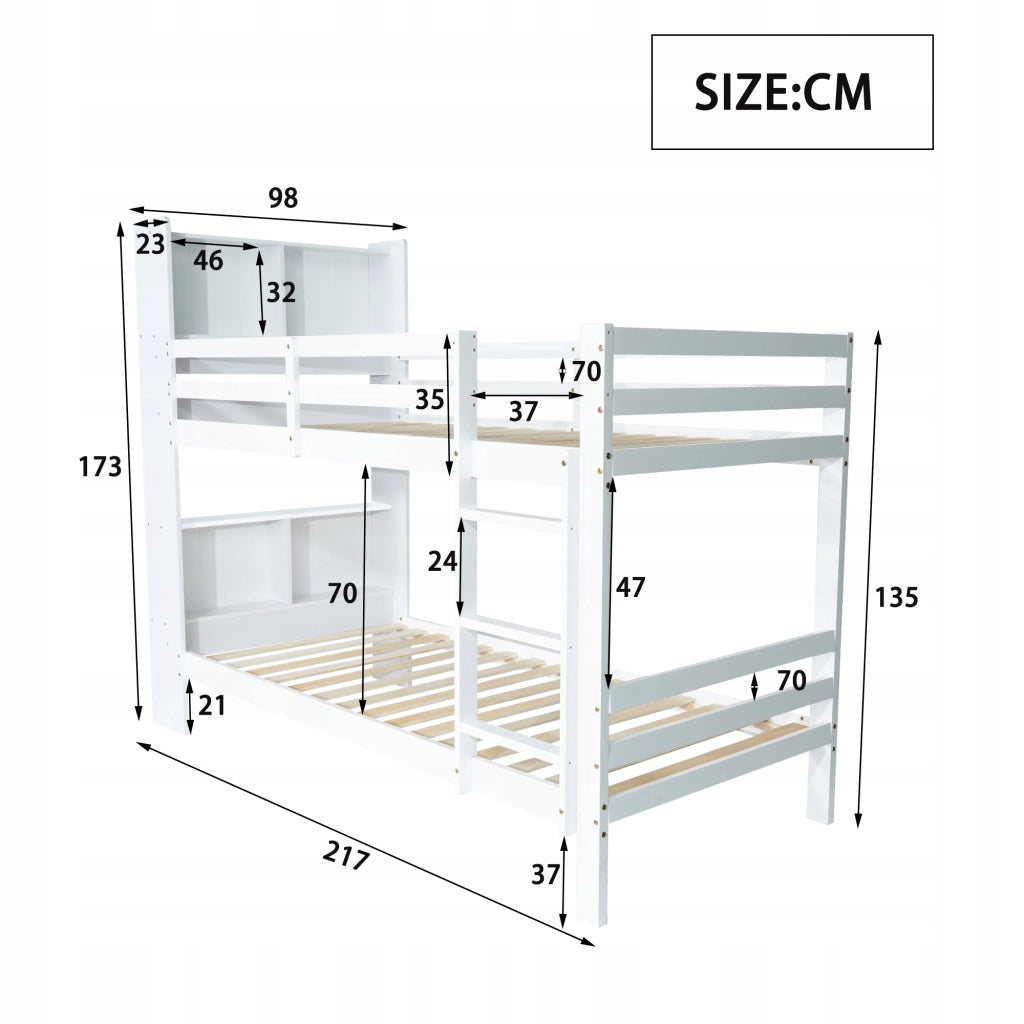 Letto a castello con scaffali - Xylo - 90x200 - Bianco