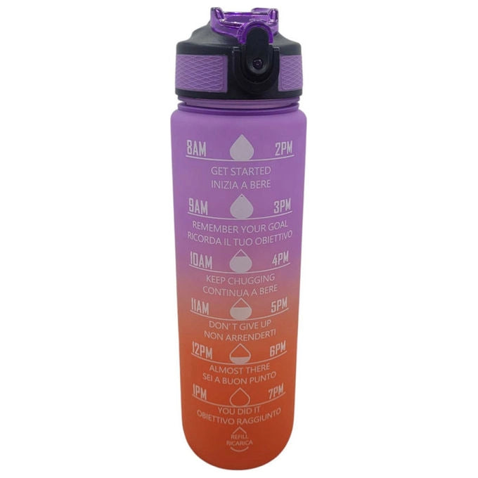 The Steel Bottle MWB1L4PPH Borraccia Motivazionale 1000 ml Tritan BPA Free Tappo Flip Top colore Pesca Viola