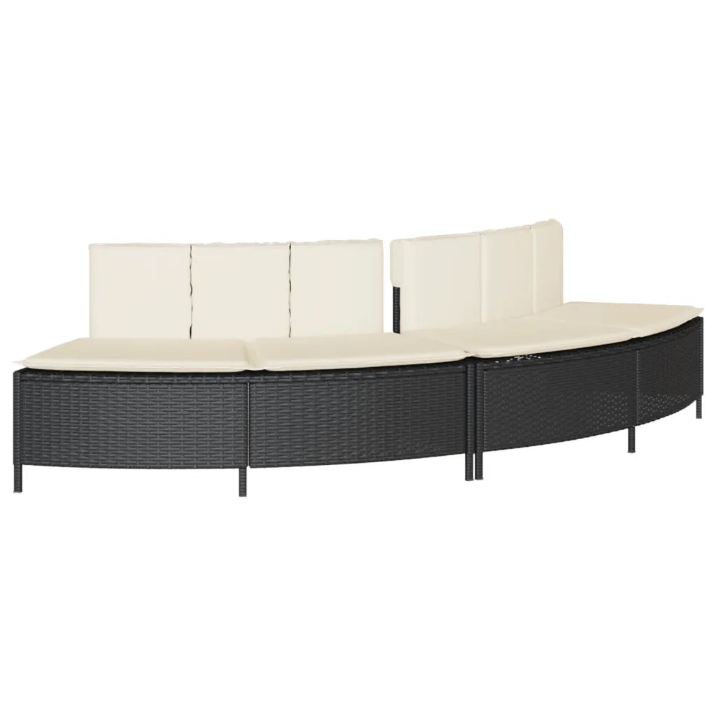 Bordo per Spa Nero in Polyrattan e Legno Massello di Acacia 3270638