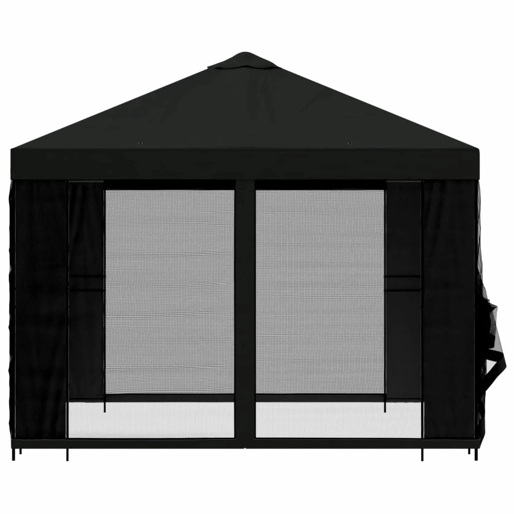 Gazebo da giardino con pareti laterali 3 x 3 m Nero 900370