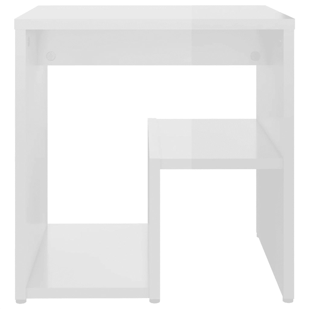 Comodino Bianco Lucido 40x30x40 cm in Legno Multistrato 806340