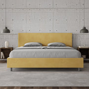 Letto imbottito Matrimoniale 200x200 cm Adele - Con rete,Microfibra,Ocra