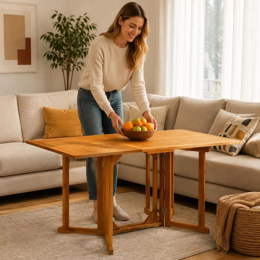 Butterfly Garden Folding Table 150x90x75 Cm Solid Teak Wood