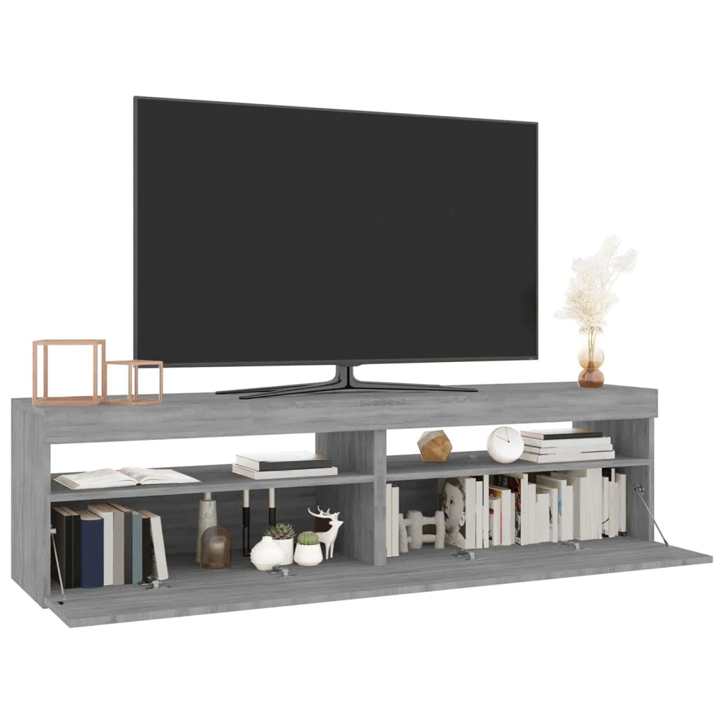 Mobile Porta TV con Luci LED 2pz Grigio Sonoma 75x35x40 cm 815126