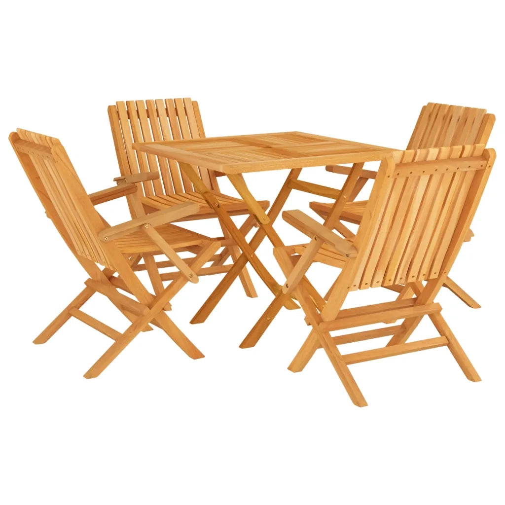 Set da Pranzo per Giardino 5 pz in Legno Massello di Teak