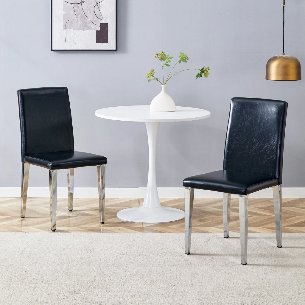 SEDIA da pranzo Set da 2 pezzi 90 cm nero e argento in PU e metallo
