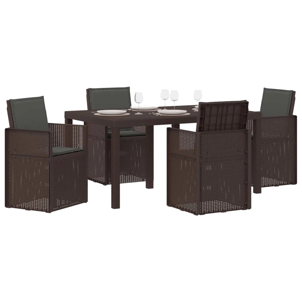 Set da Pranzo per Giardino 5 pcs Marrone e Antracite PP