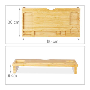 Supporto Monitor 60x30x8 cm con 7 Scompartimenti in Legno